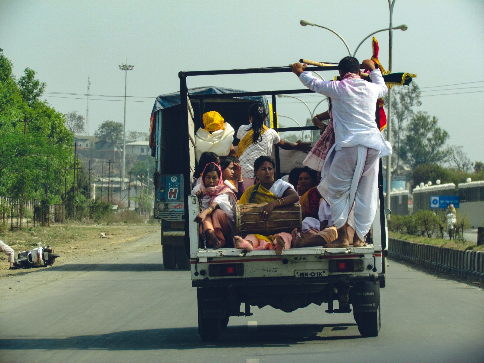 Manipuri procession on the road, Imphal