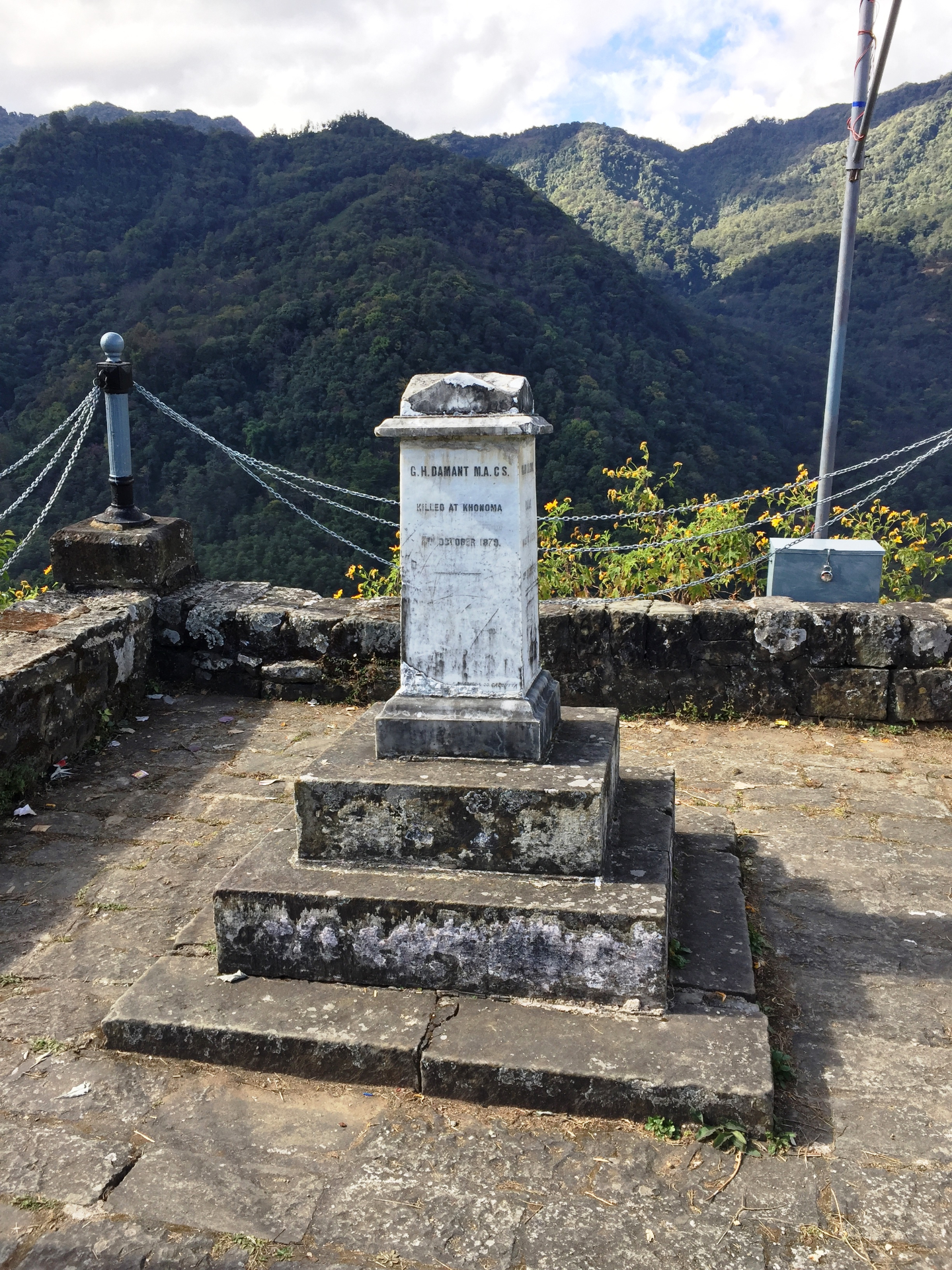 Colonial-era G.H. Damant memorial at the historic warrior village of Khonoma, Nagaland