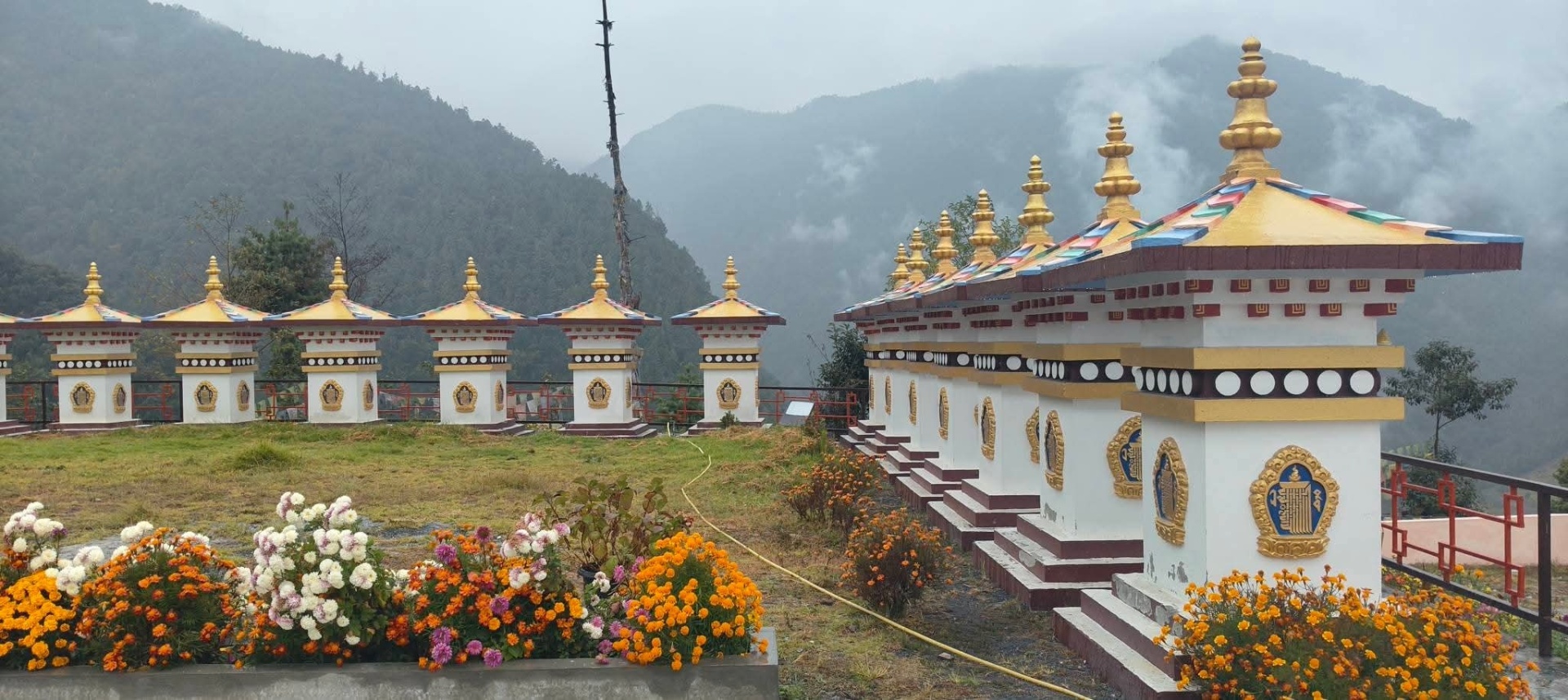 Prayer stupas near the Bhutan border in western Arunachal Pradesh